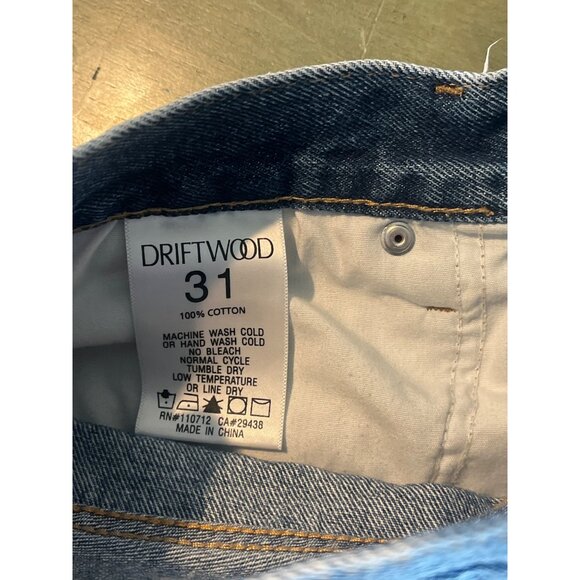 Driftwood Vintage-Style Denim Shorts With Embroidered Bird Patch & Fringe Detail - Picture 9 of 9